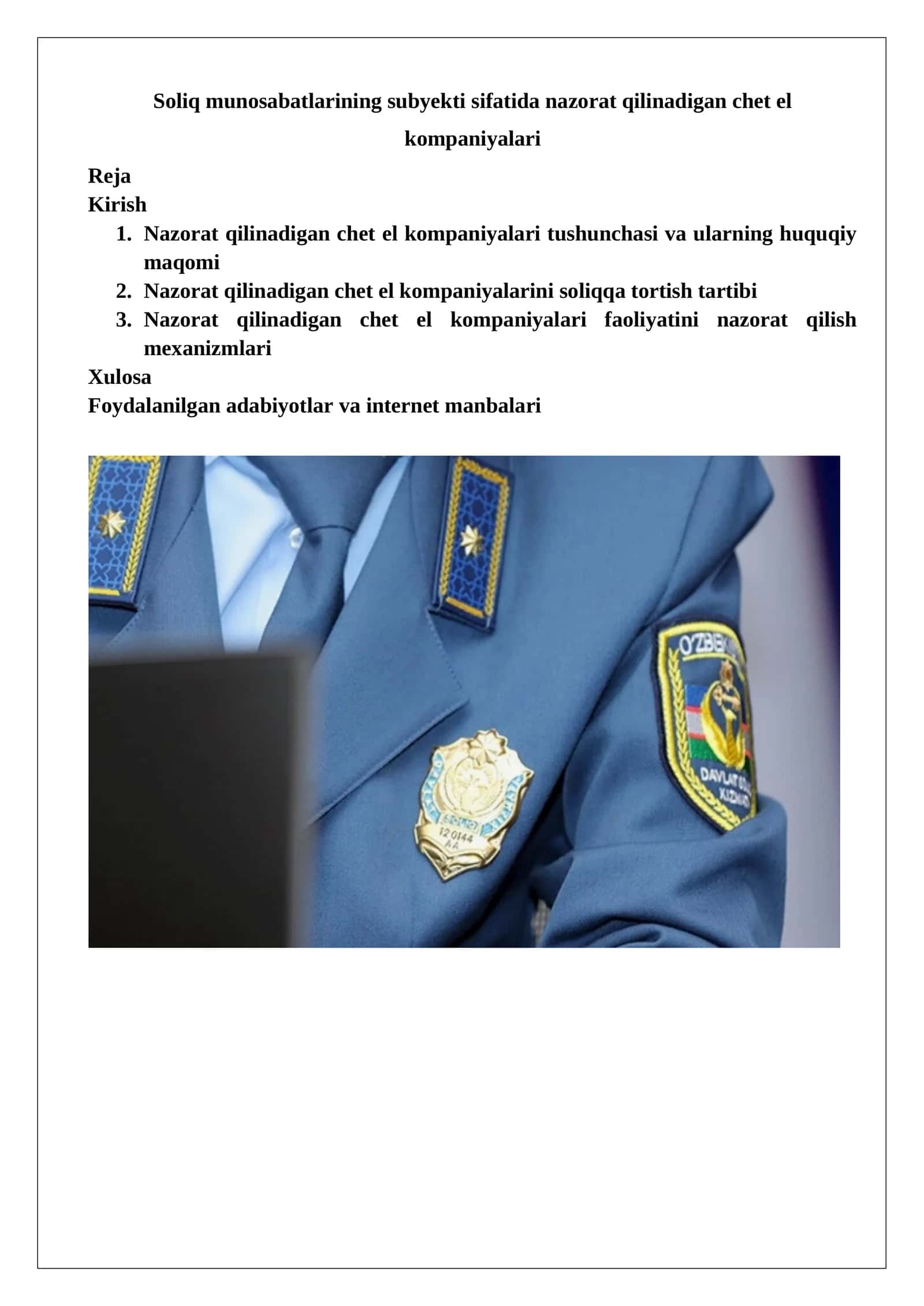Soliq munosabatlarining subyekti sifatida nazorat qilinadigan chet el kompaniyalari 1