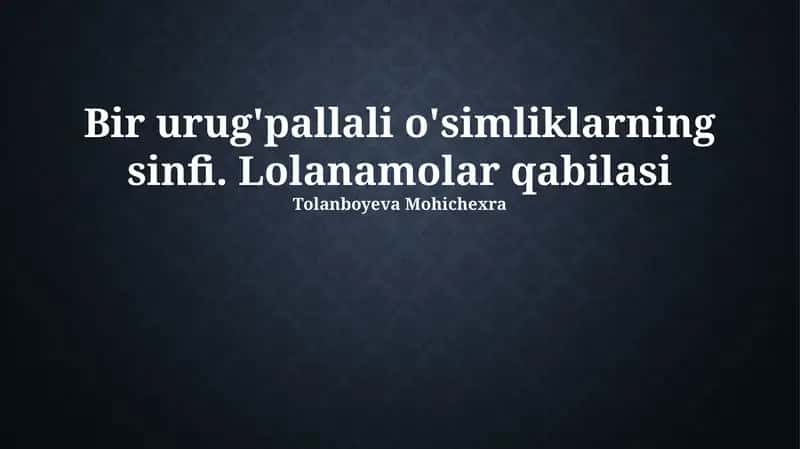Liliales Tartibidagi O'simliklar 1