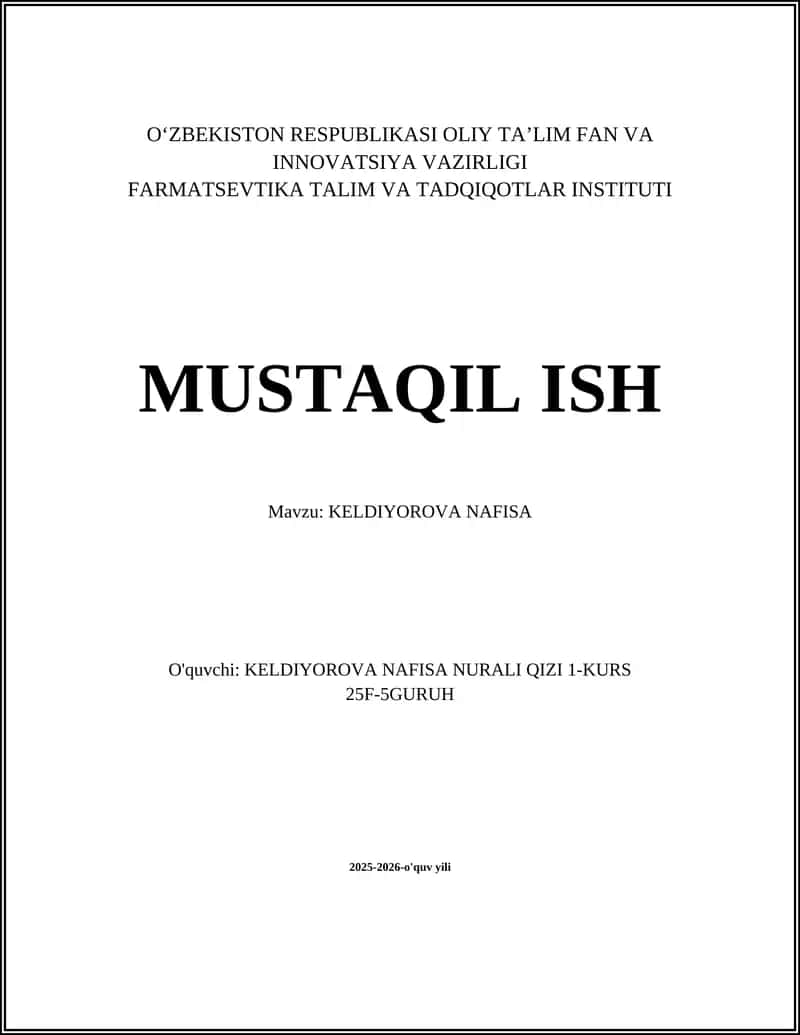 KELDIYOROVA NAFISA 1