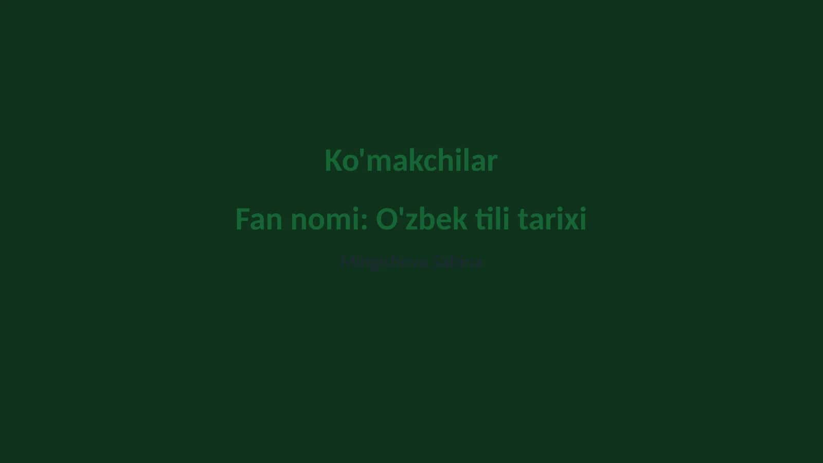 O'zbek tili tarixi 1