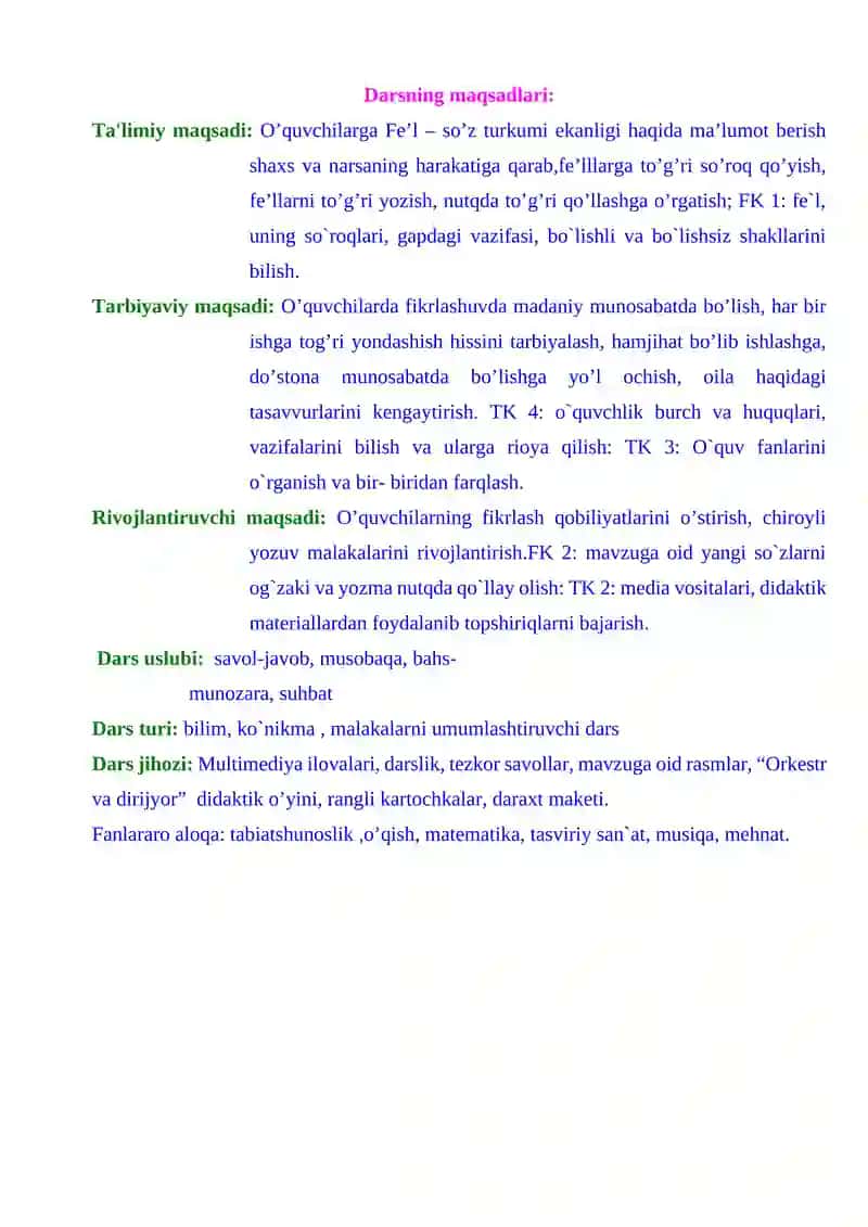 O'tilgan mavzuni takrorlash