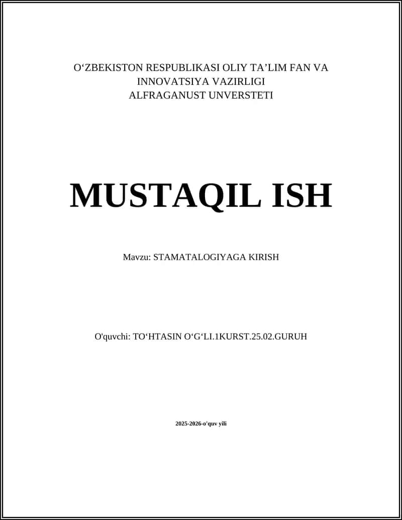 STAMATALOGIYAGA KIRISH 1
