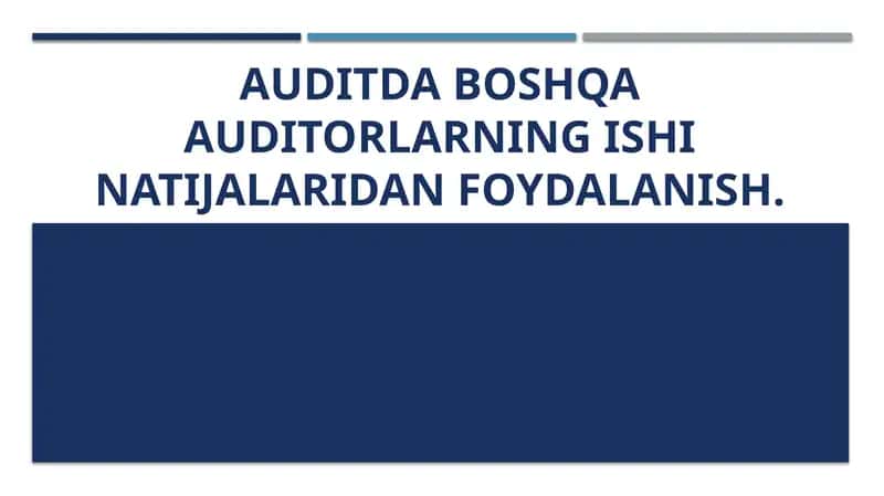 Boshqaauditorlik ishining natijalaridan foydalanish 1