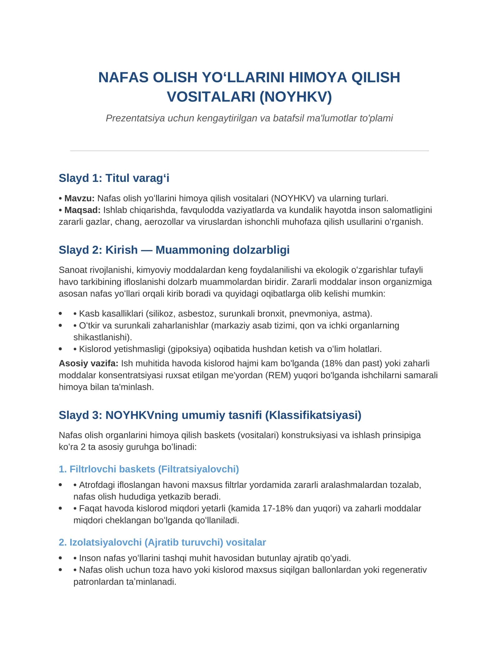 NAFAS OLISH YOʻLLARINI HIMOYA QILISH VOSITALARI (NOYHKV) 1