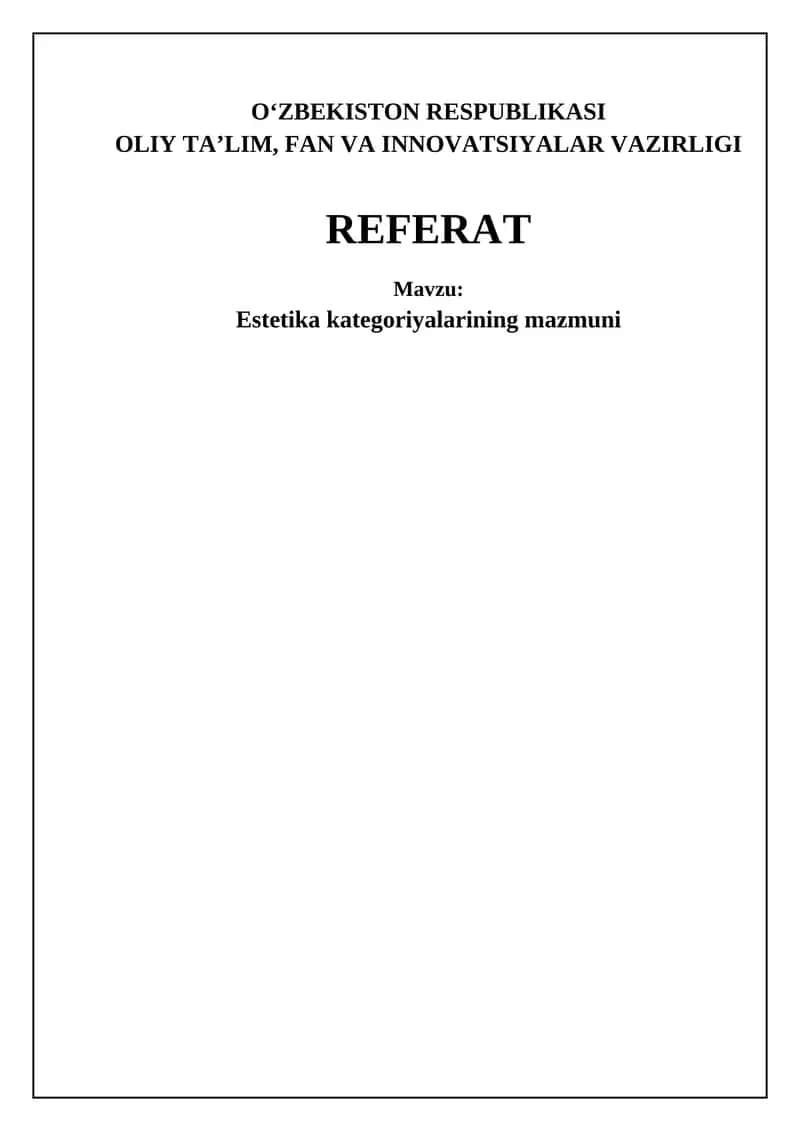 Estetika kategoriyalari 1