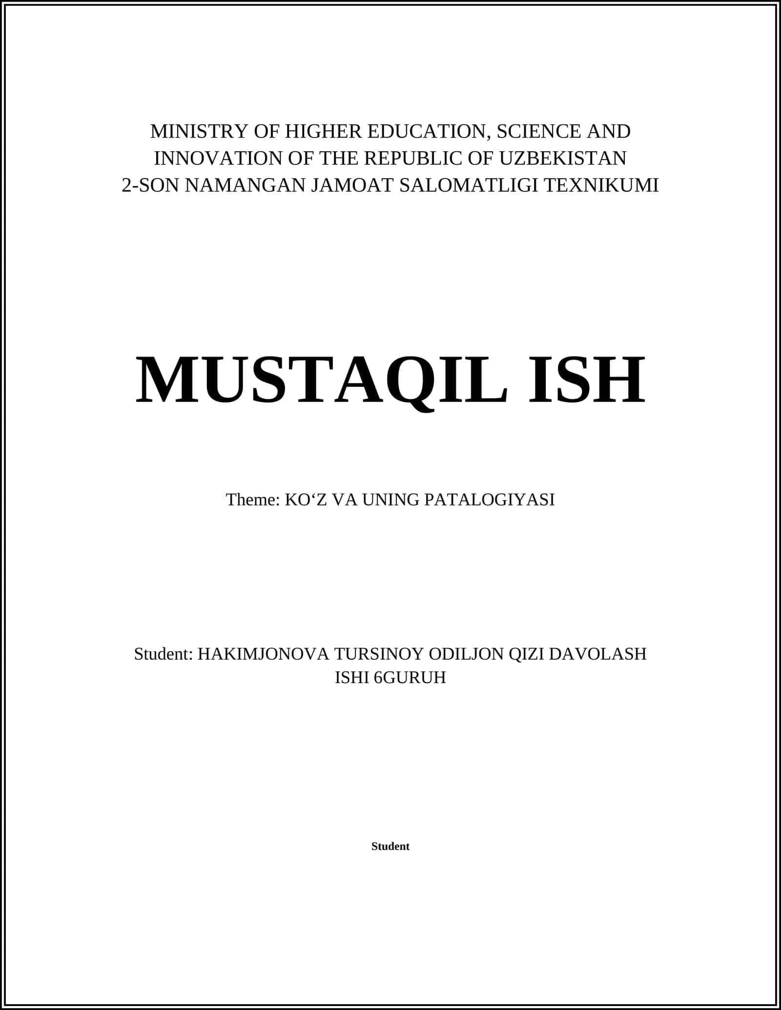 KOʻZ VA UNING PATALOGIYASI 1