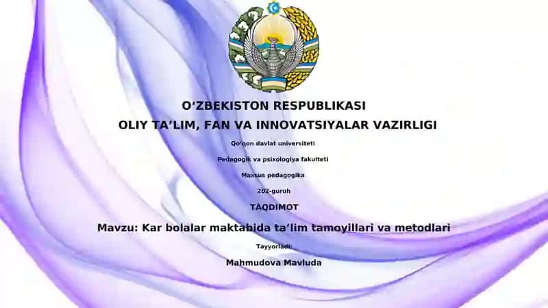 Kar bolalar maktabida taʼlim tamoyillari va metodlari 1