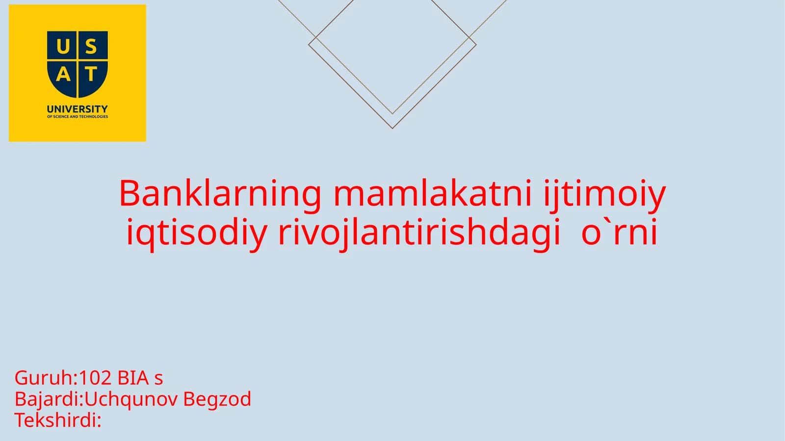 Banklarningmamlakatniijtimoiyiqtisodiyrivojlantirishdagio`rni 1