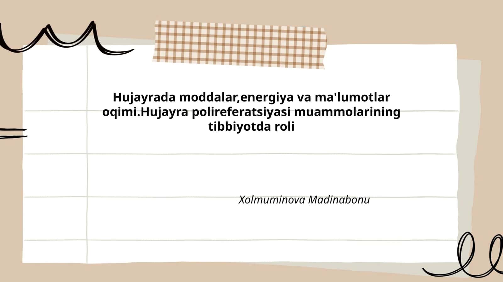 Hujayra moddalar, energiya va ma'lumotlar oqimi 1