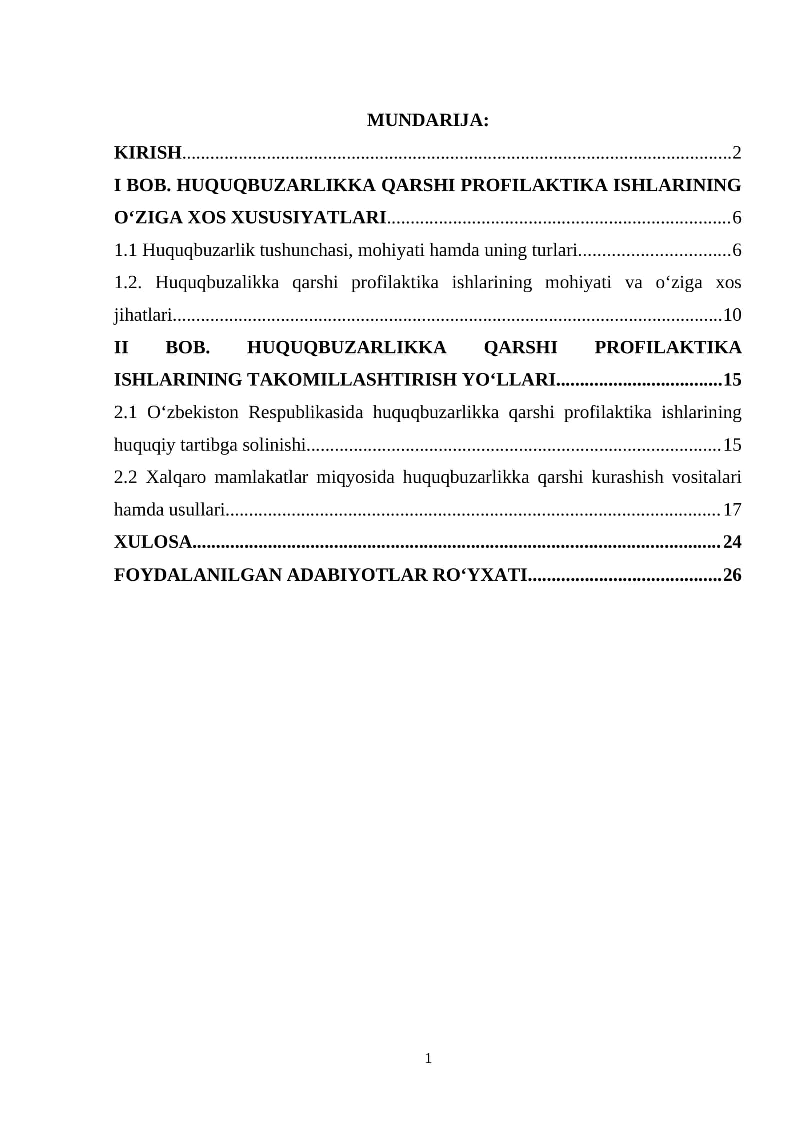 BOB. HUQUQBUZARLIKKA QARSHI PROFILAKTIKA ISHLARINING OʻZIGA XOS XUSUSIYATLARI 1