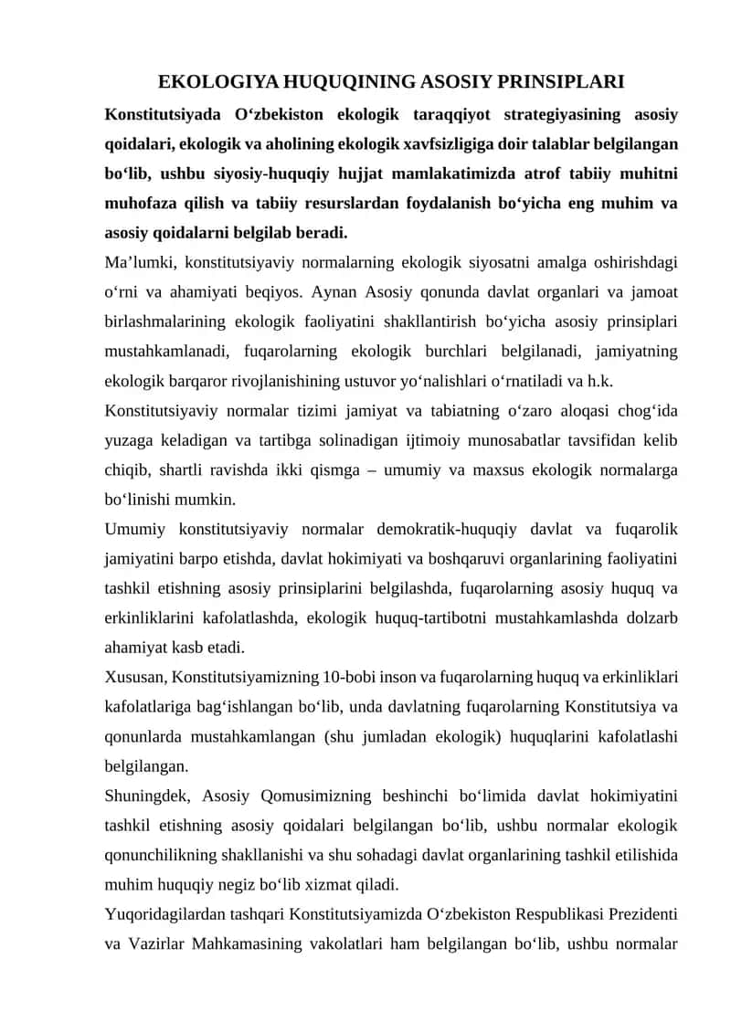 EKOLOGIYA HUQUQINING ASOSIY PRINSIPLARI 1