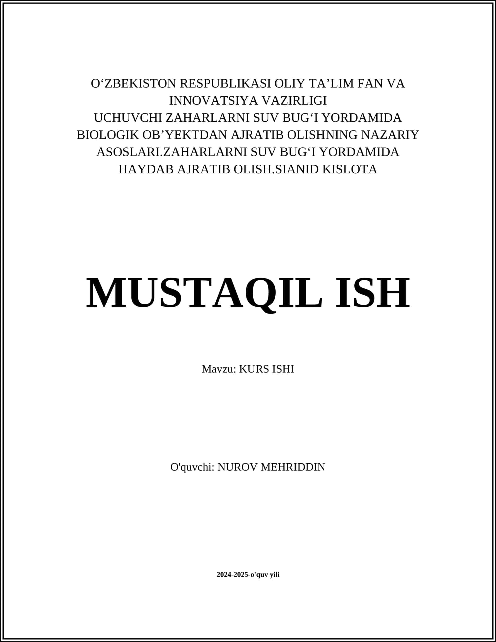 MUSTAQIL ISH 1