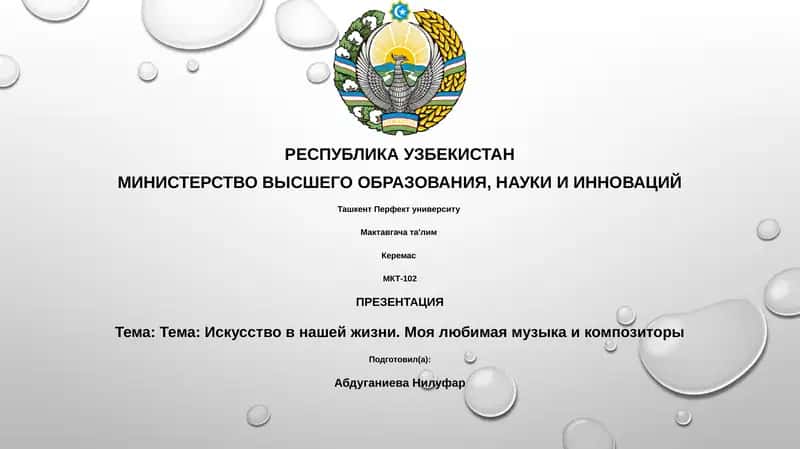 Презентация "Тема: Искусство в нашей жизни. Моя любимая музыка и композиторы" 1