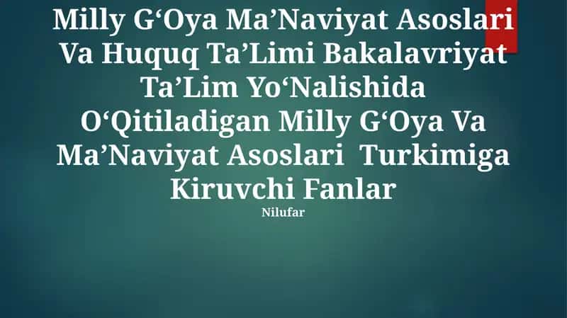Ma'naviy Asoslari Va Huquq Ta'limi Bakalavriyat Ta'lim Yo'nalishida 1