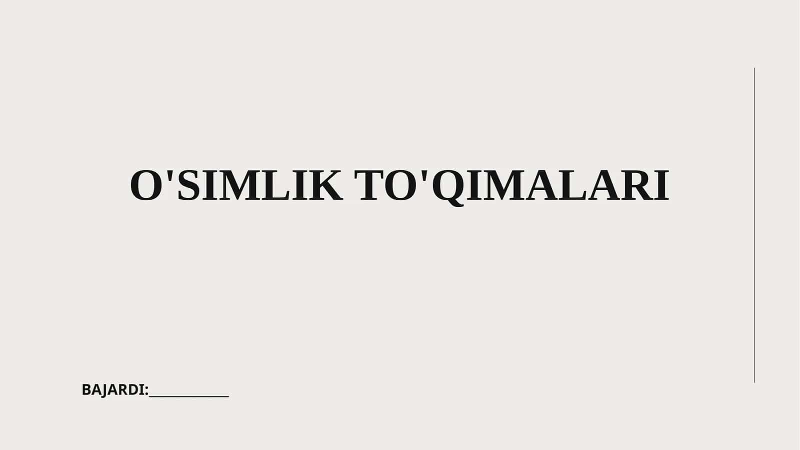 O'SIMLIK TO'QIMALARI 1