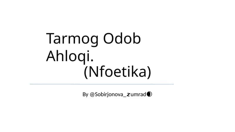 Tarmog Odob Ahloqi 1