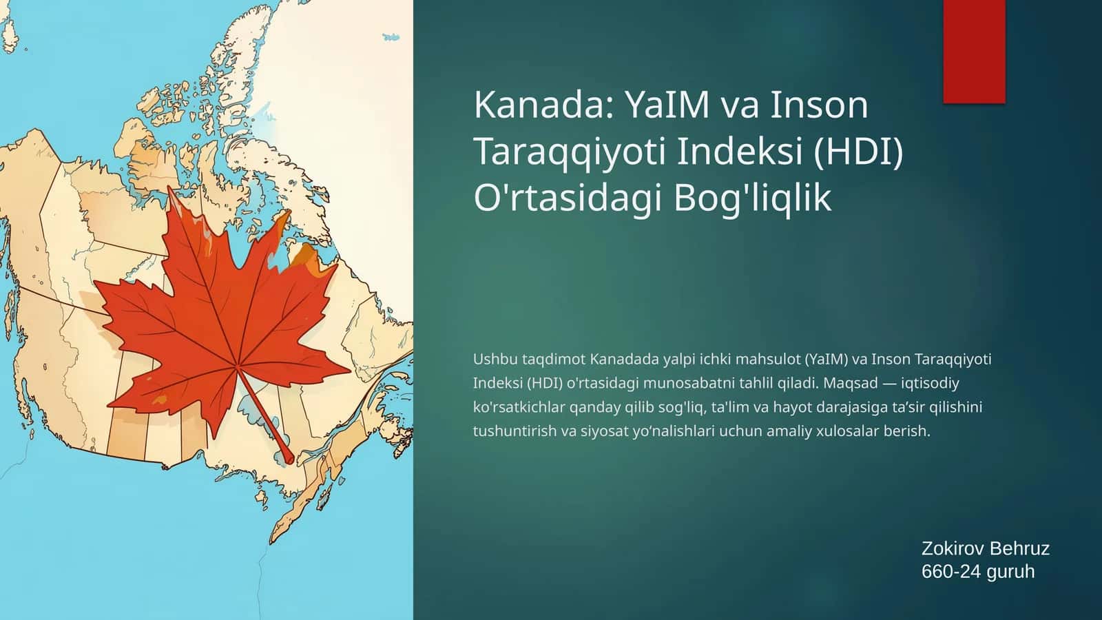 Kanada: YaIM va Inson Taraqqiyoti Indeksi (HDI) O'rtasidagi Bog'liqlik 1