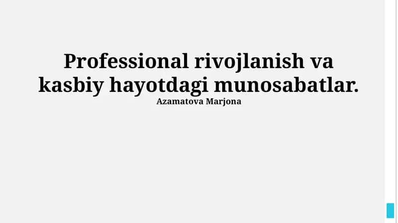 Kasbiy Rivojlanishning Asosiy Yo'llari 1