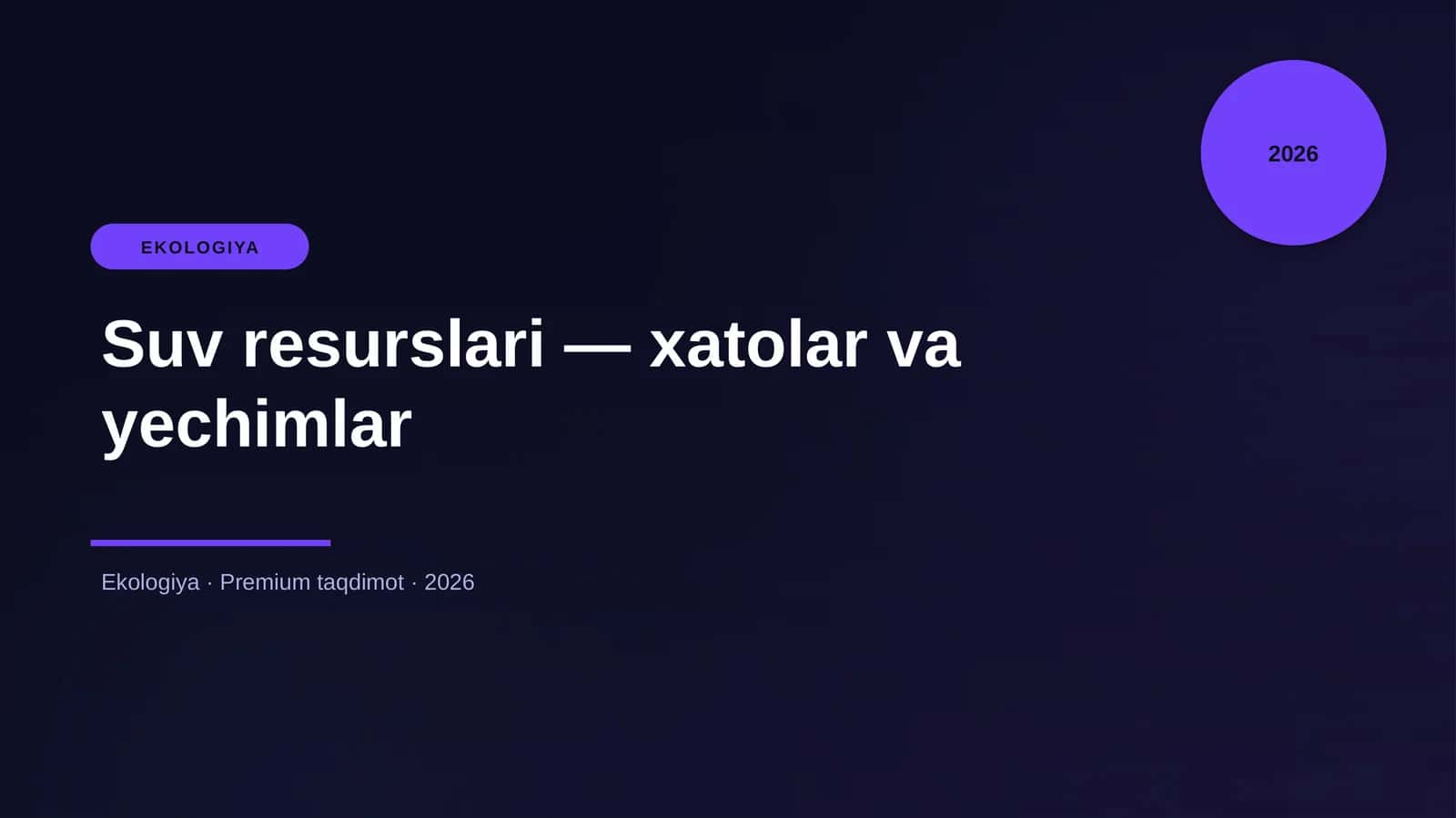 Suv resurslari — xatolar va yechimlar 1