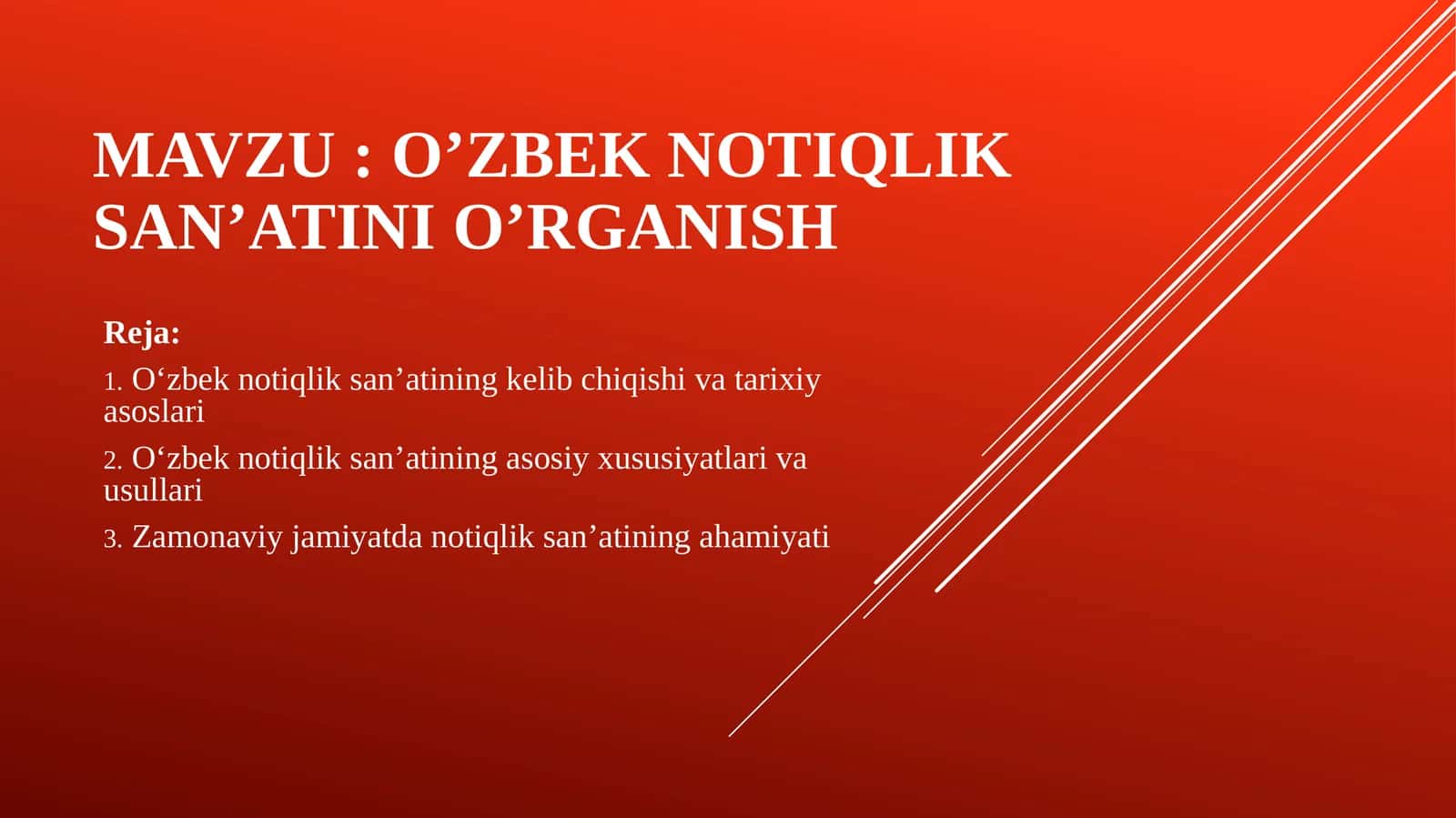 O’ZBEK NOTIQLIK SAN’ATINI O’RGANISH 1