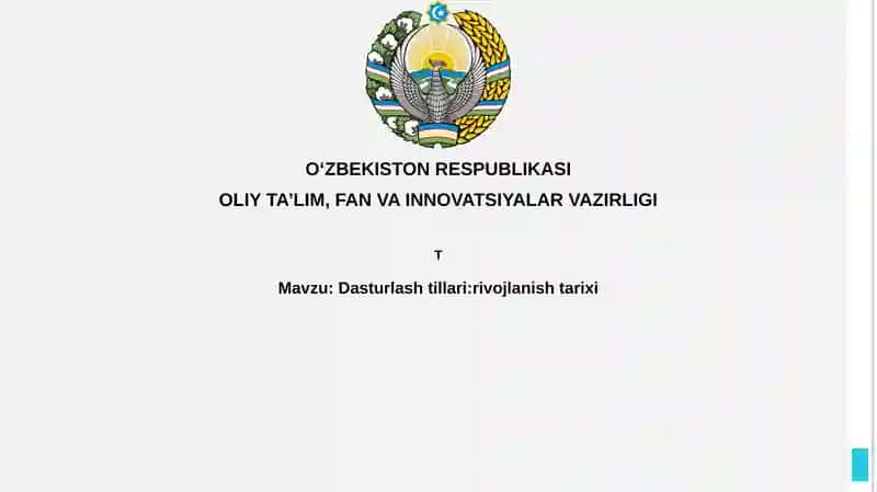 Dasturlashtillari:rivojlanishtarixi 1