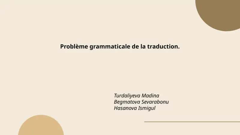Problème grammaticale de la traduction 1