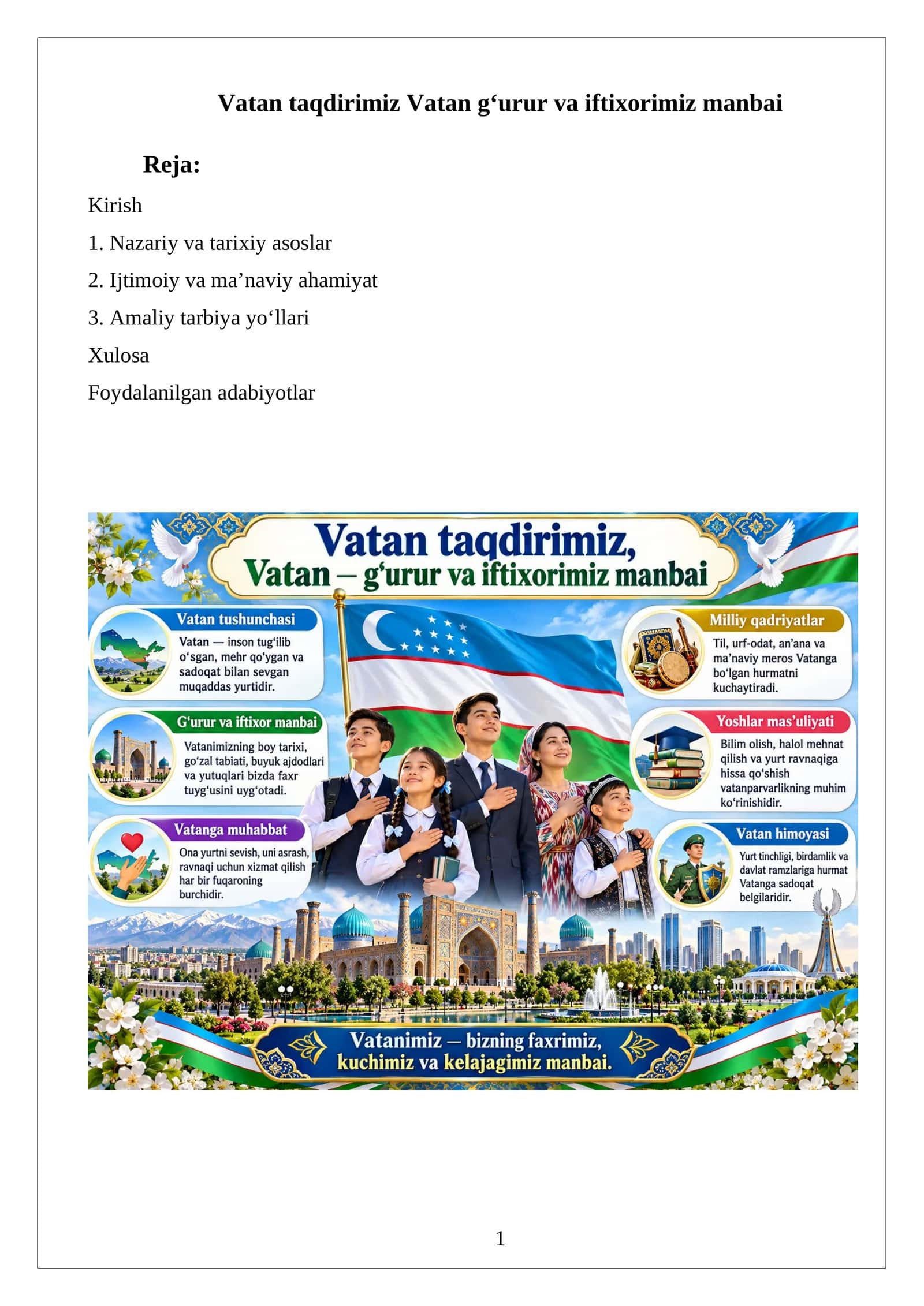 Vatan taqdirimiz Vatan g‘urur va iftixorimiz manbai 1