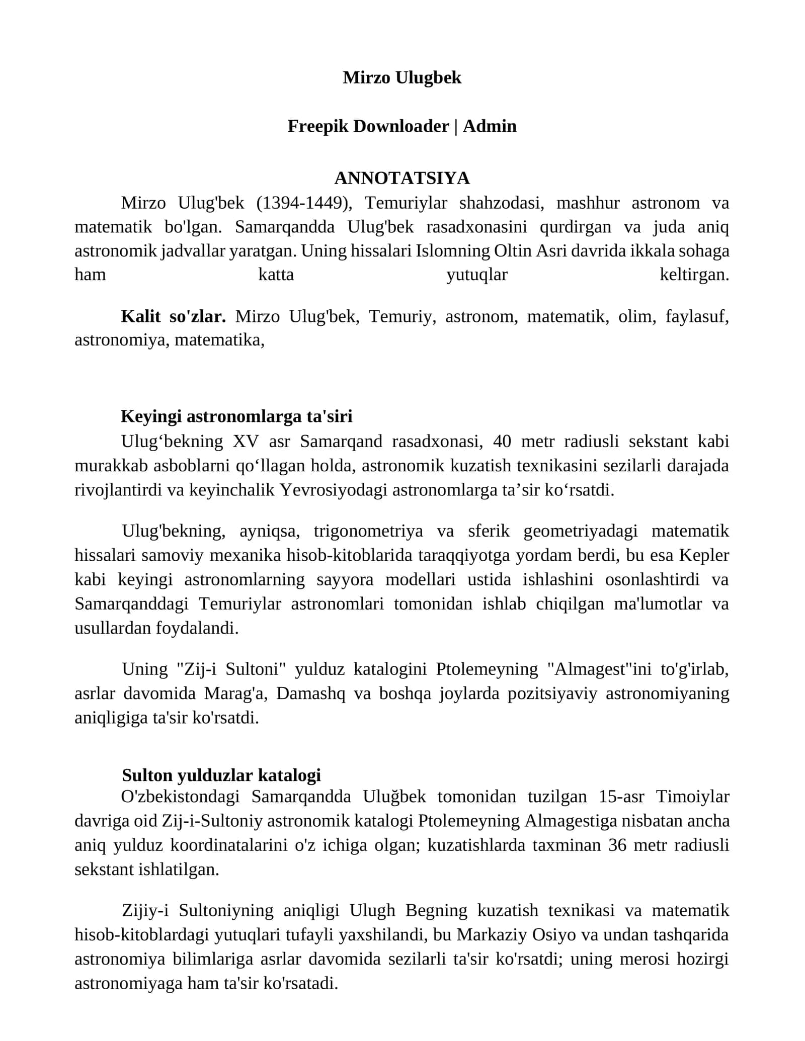 Mirzo Ulugbek 1