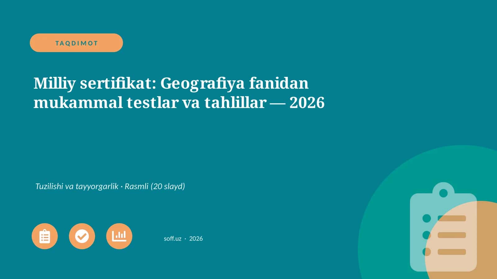 Milliy sertifikat: Geografiya fanidan mukammal testlar va tahlillar — 2026 1