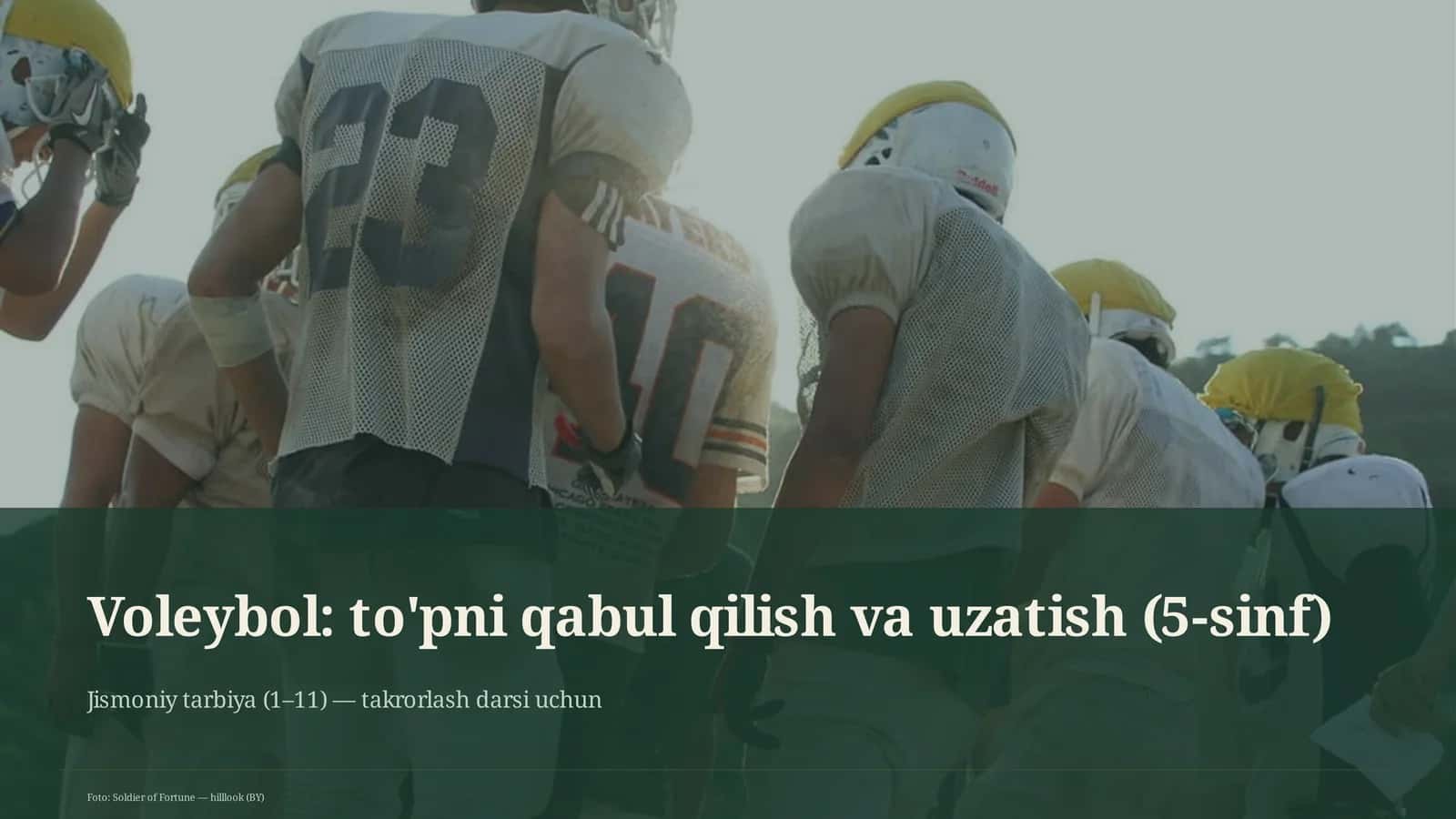 Voleybol: to'pni qabul qilish va uzatish (5-sinf) 1