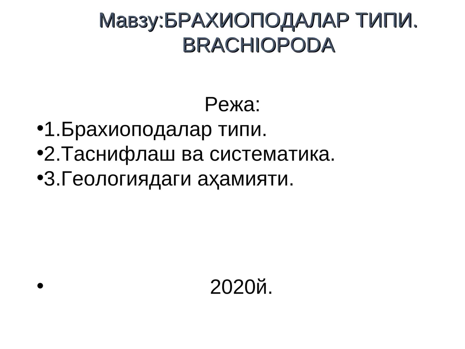 БРАХИОПОДАЛАР ТИПИ.BRACHIOPODA 1