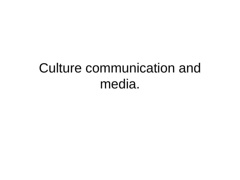 Media and Communication Studies 1