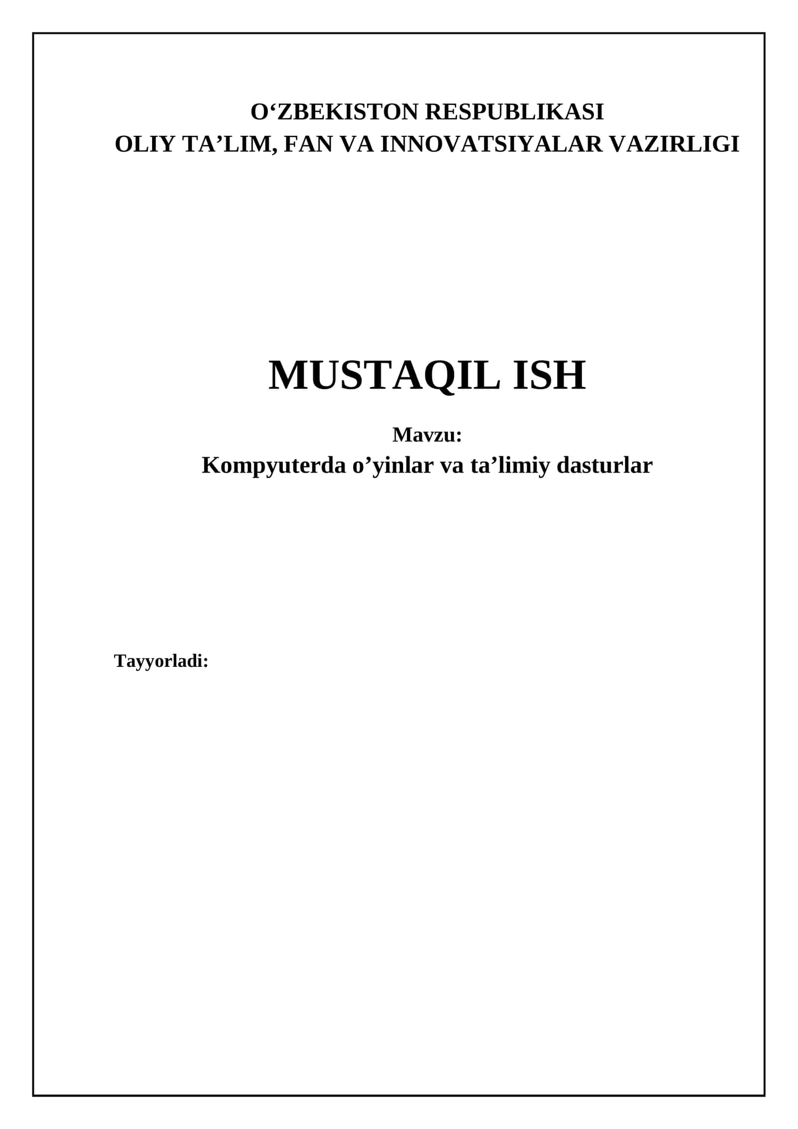 Kompyuter o'yinlari va ta'limiy dasturlar 1