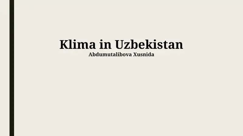 Das Klima Usbekistans: Eine Übersicht 1