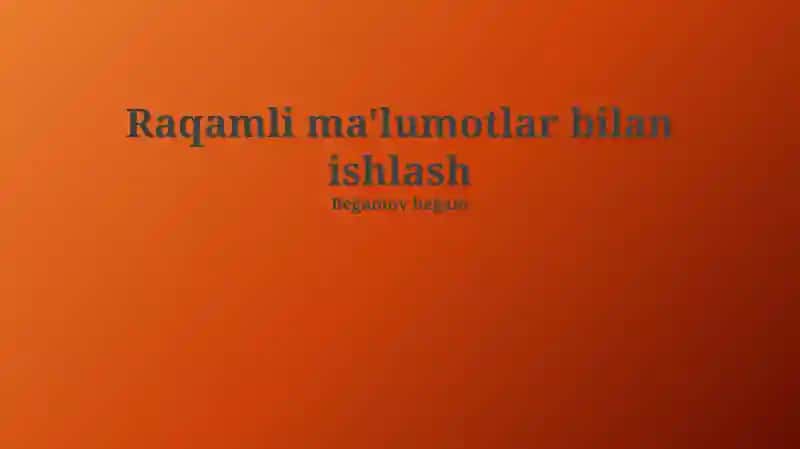 Raqamli Ma'lumotlar bilan ishlash