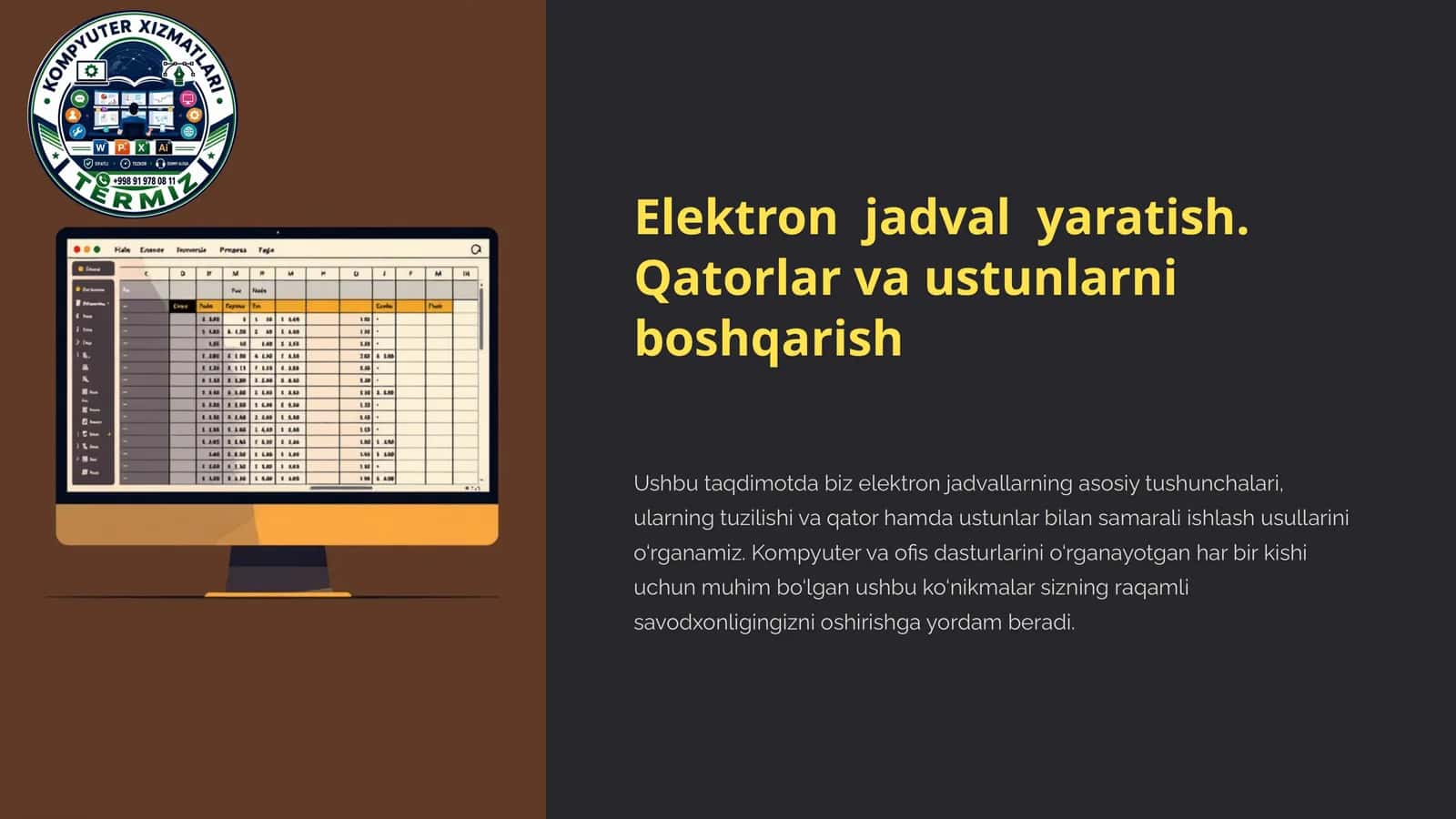Elektron Jadval Yaratish 1