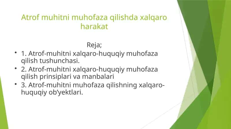 Atrof muhitni muhofaza qilishda xalqaro harakat 1