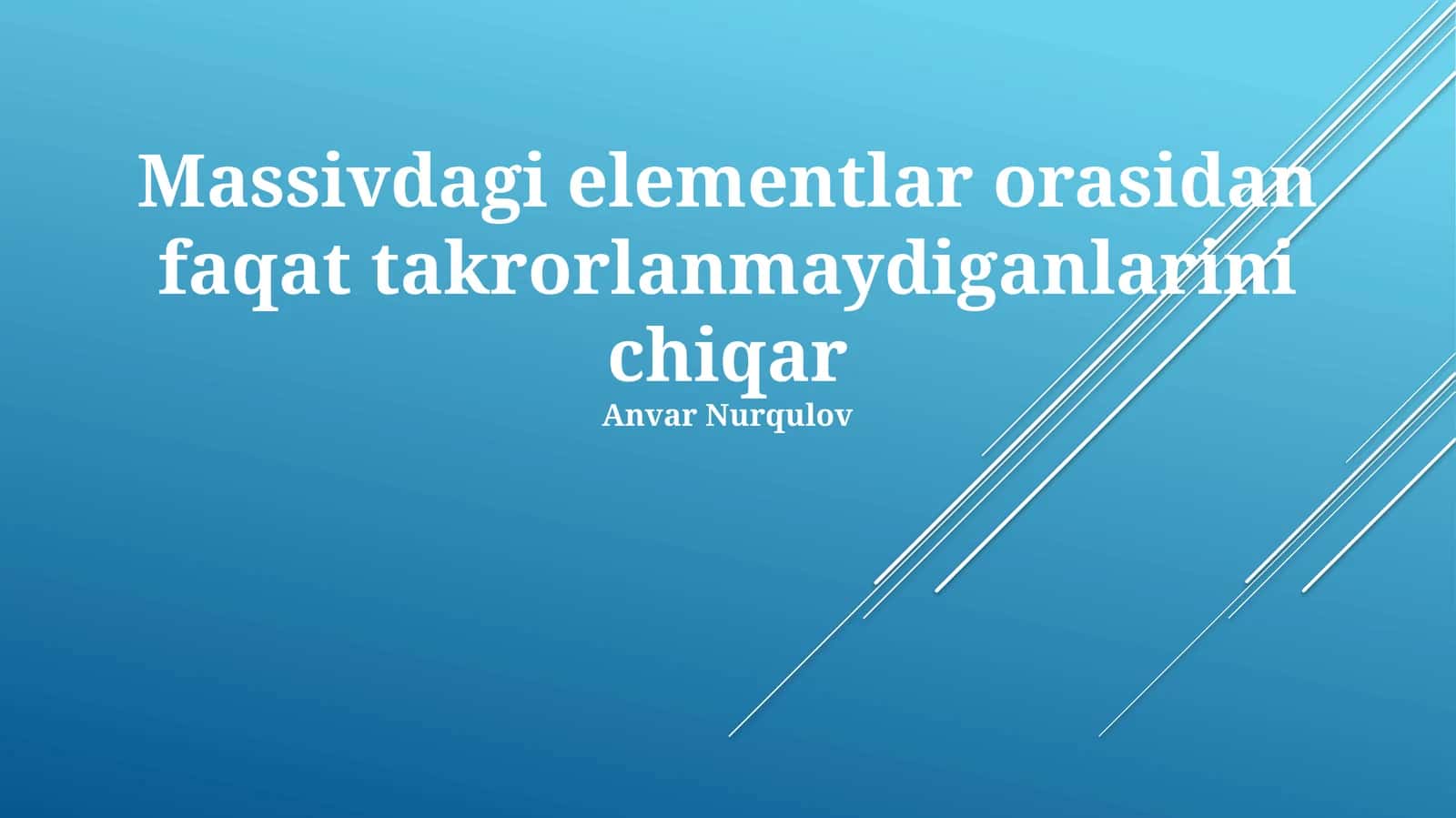 Yagona Elementlarni Ajratib Olish 1