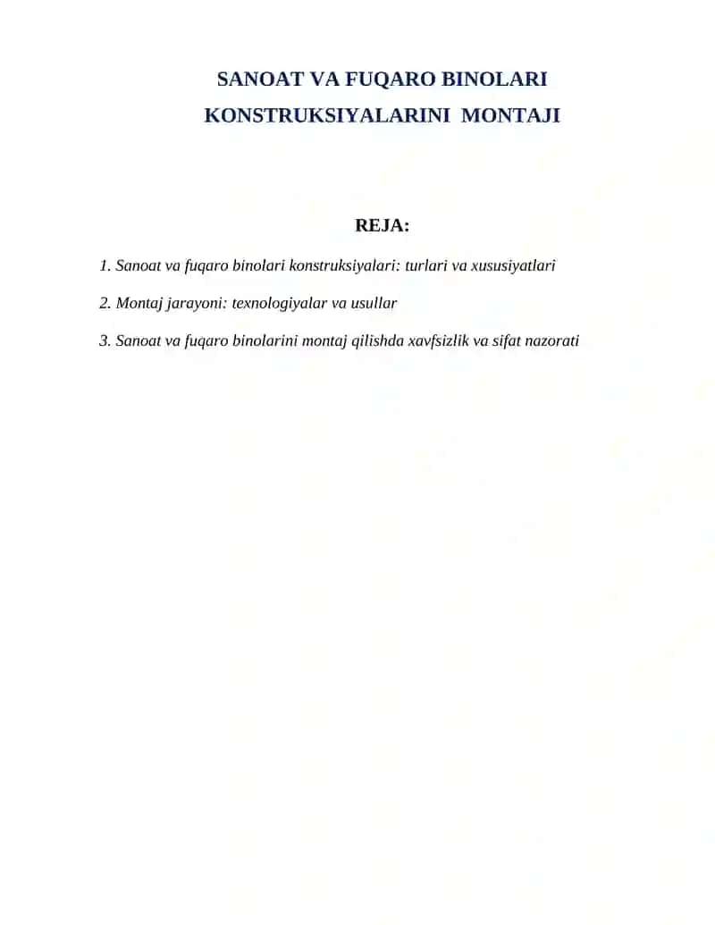 Sanoat va fuqaro binolari konstruksiyalari