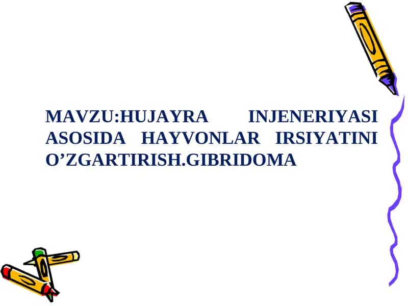 HUJAYRA INJENERIYASI ASOSIDA HAYVONLAR IRSIYATINI O’ZGARTIRISH.GIBRIDOMA 1