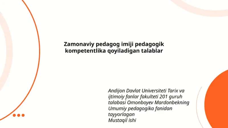 Umumiy pedagogika fanidan tayyorlagan mustaqil ish 1