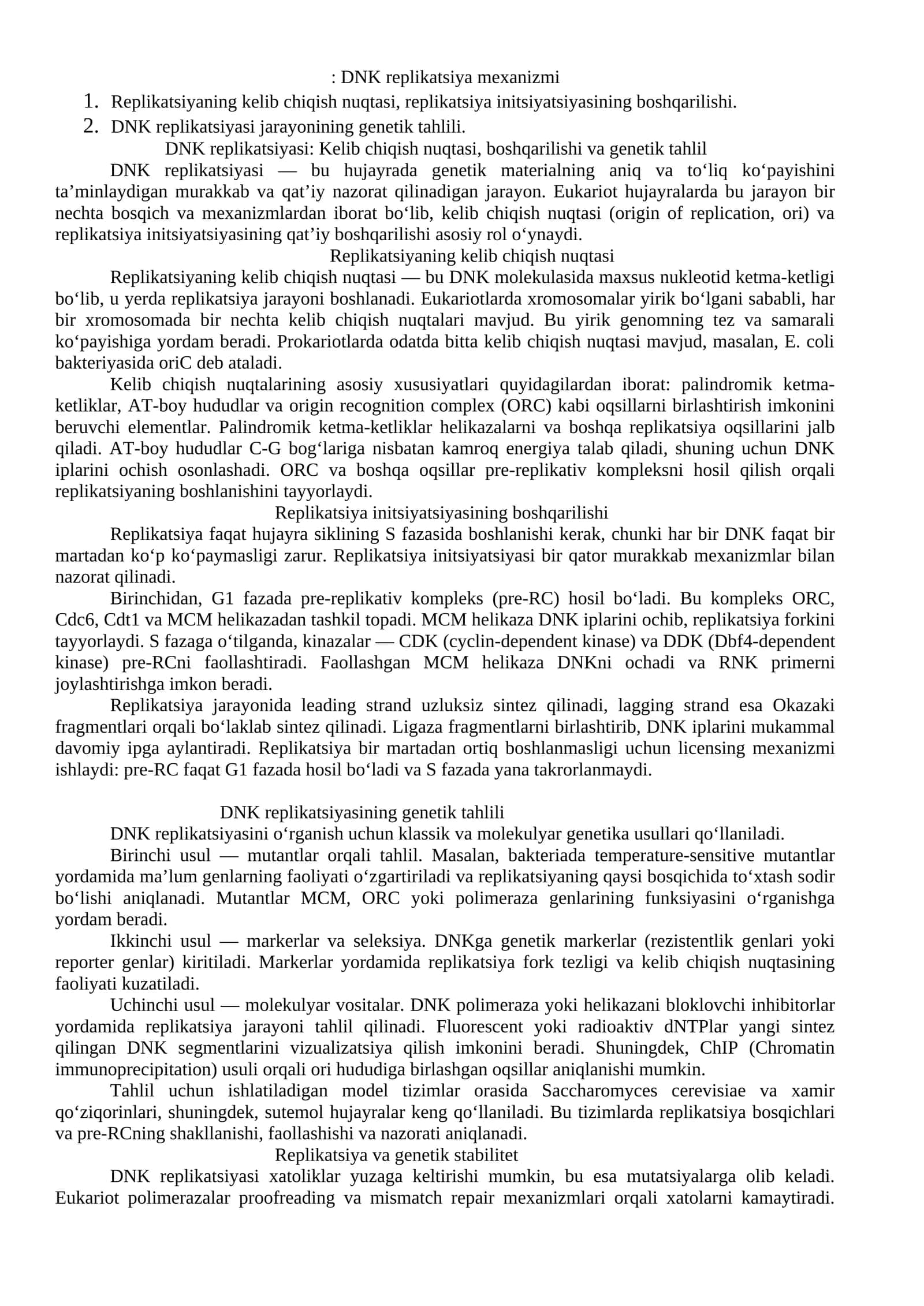 DNK replikatsiya mexanizmi 1