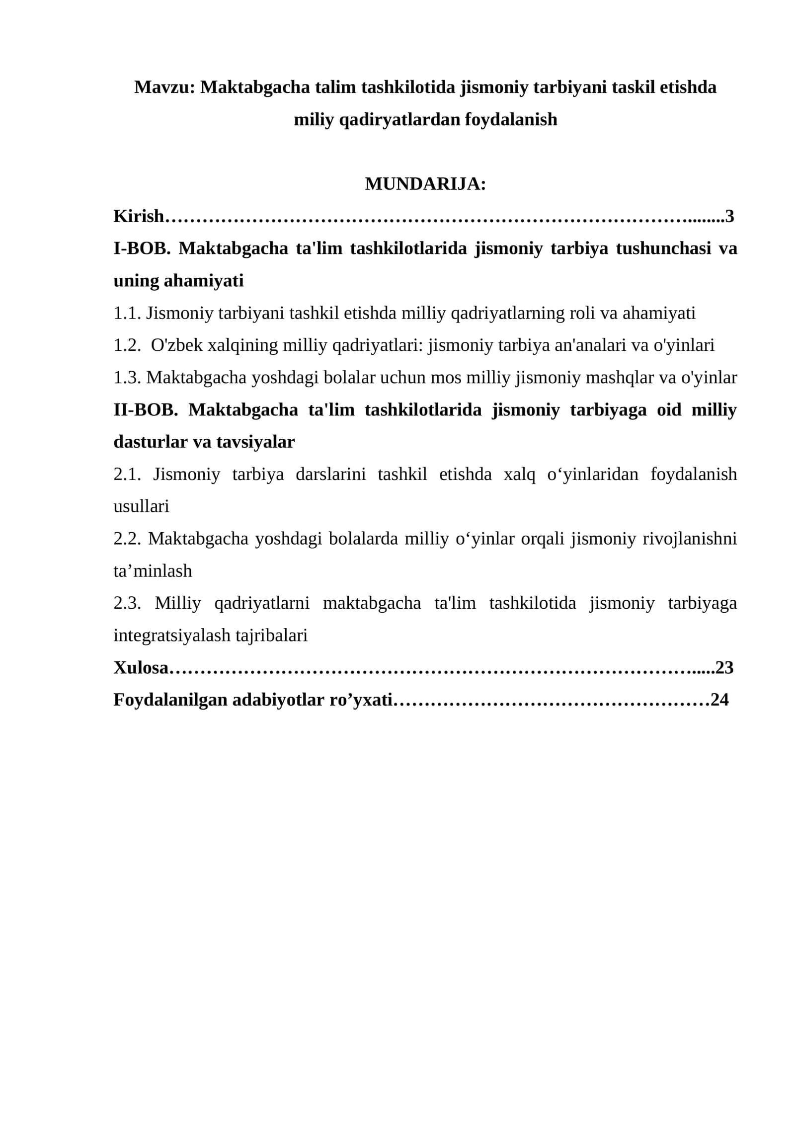 Maktabgacha talim tashkilotida jismoniy tarbiyani taskil etishda miliy qadiryatlardan foydalanish 1