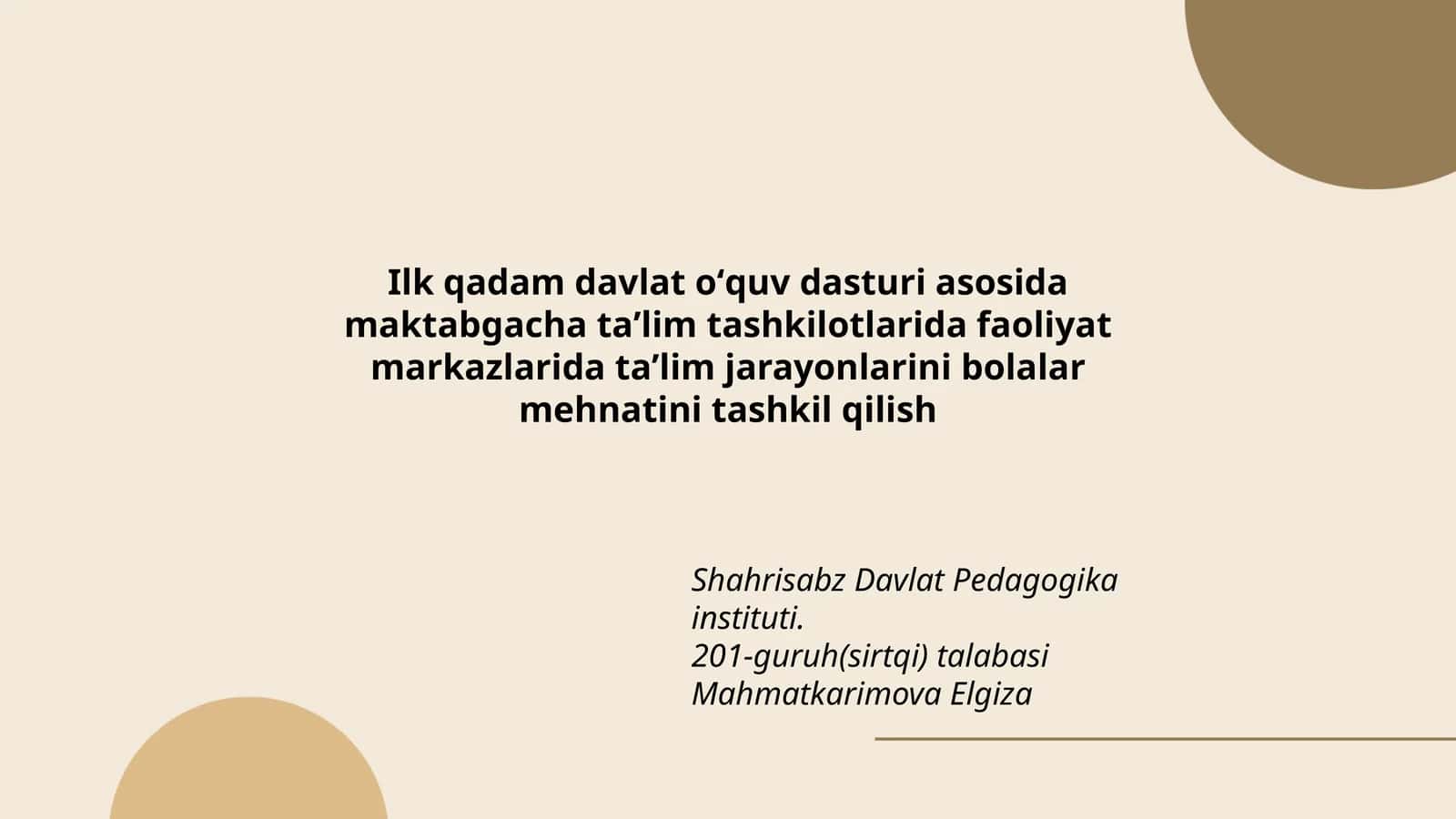 Ilk qadam davlat oʻquv dasturi asosida maktabgacha taʼlim tashkilotlarida faoliyat markazlarida taʼlim jarayonlarini bolalar mehnatini tashkil qilish 1