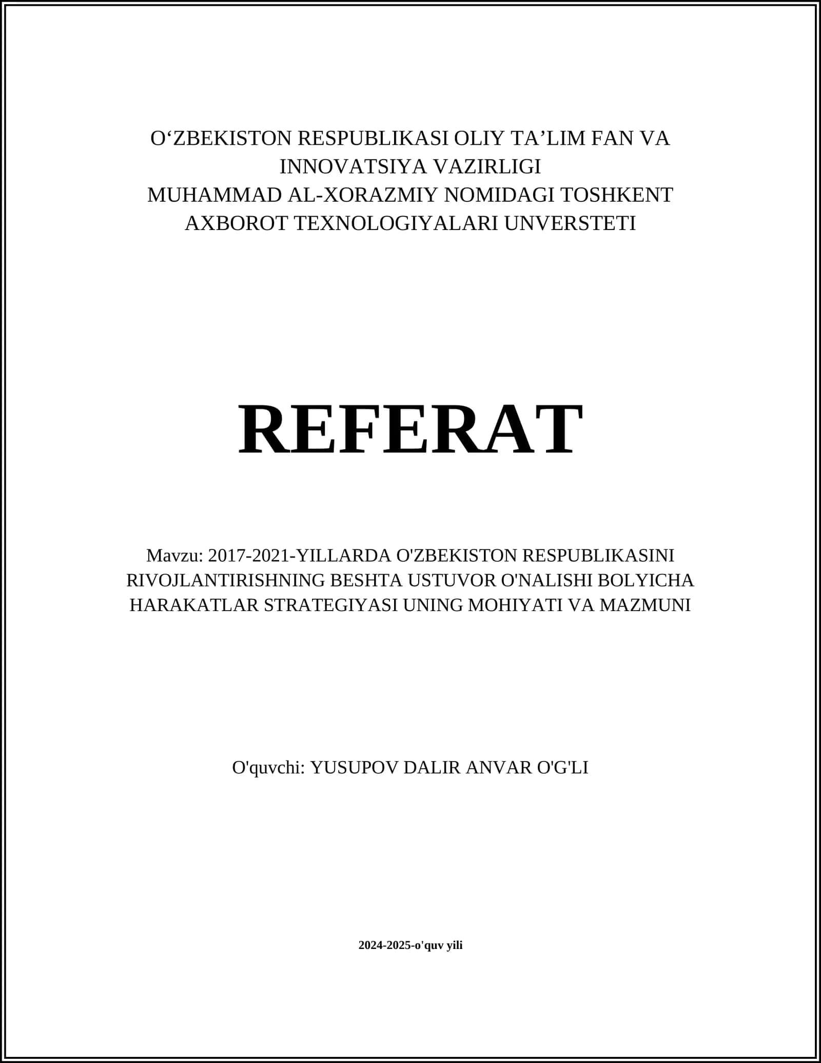 2017-2021-YILLARDA O'ZBEKISTON RESPUBLIKASINI RIVOJLANTIRISHNING BESHTA USTUVOR O'NALISHI BOLYICHA 1