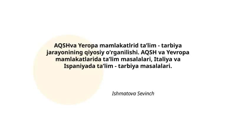 AQSHva Yeropa mamlakatlrid taʼlim - tarbiya 1
