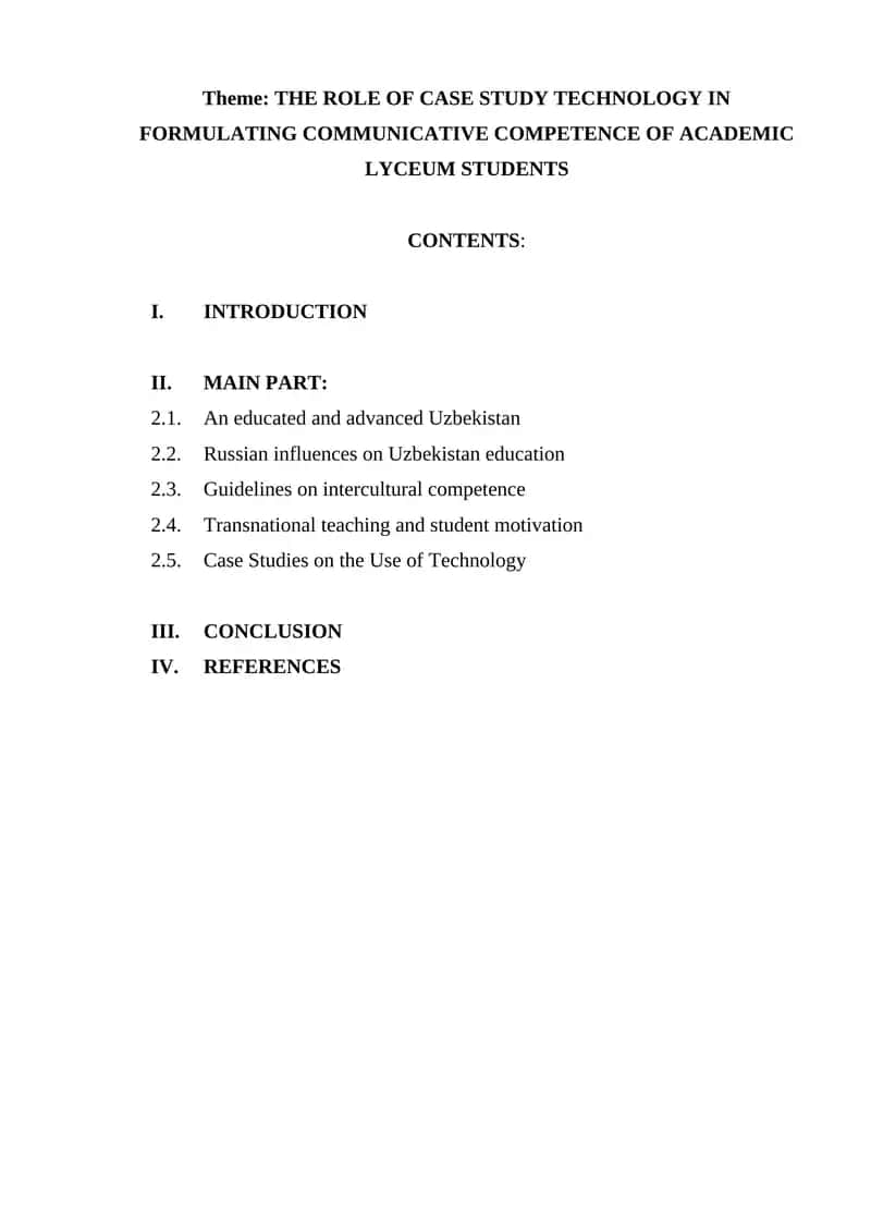 THE ROLE OF CASE STUDY TECHNOLOGY IN FORMULATING COMMUNICATIVE COMPETENCE 1