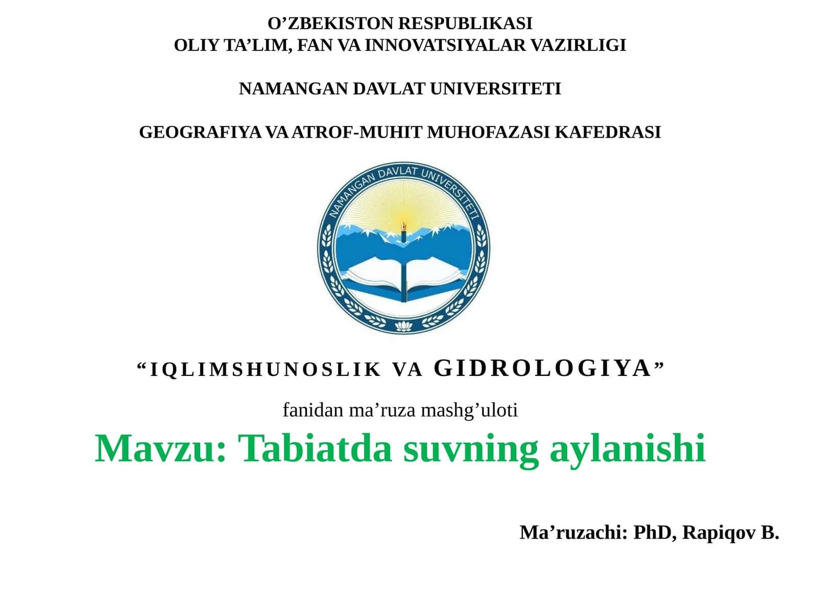 Tabiatda suvning aylanishi 1
