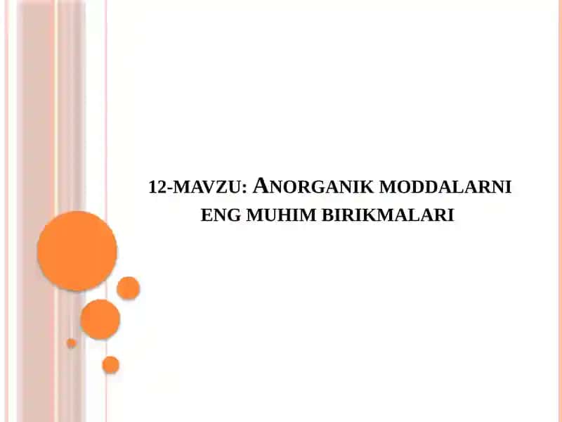 anorganik birikmalarning eng muhim sinflari