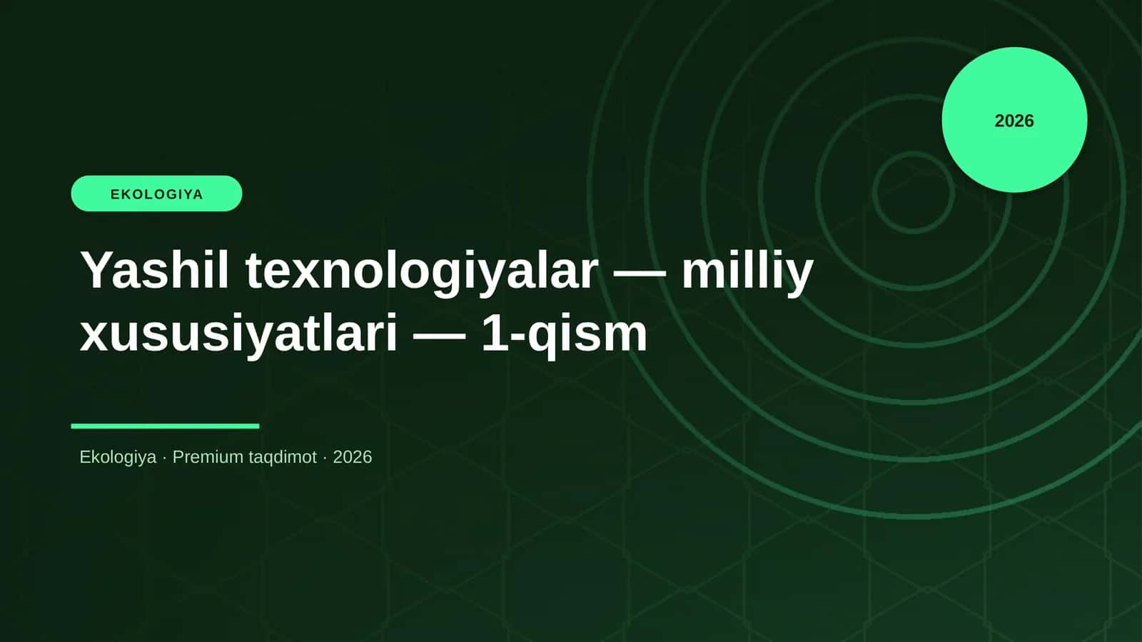 Yashil texnologiyalar — milliy xususiyatlari — 1-qis 1
